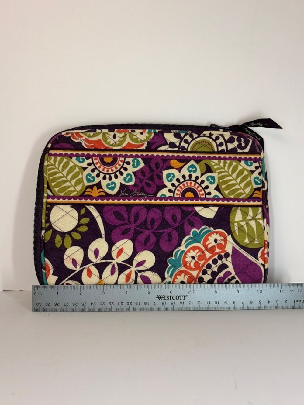Vera Bradley Quilted Wallet Pouch Plum Orange Green Crazy Patterned Floral - Picture 5 of 5